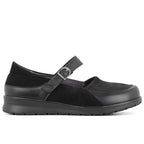 New Feet Hanne Ekstra Brede sko Ballerina Stretch Dame Svart