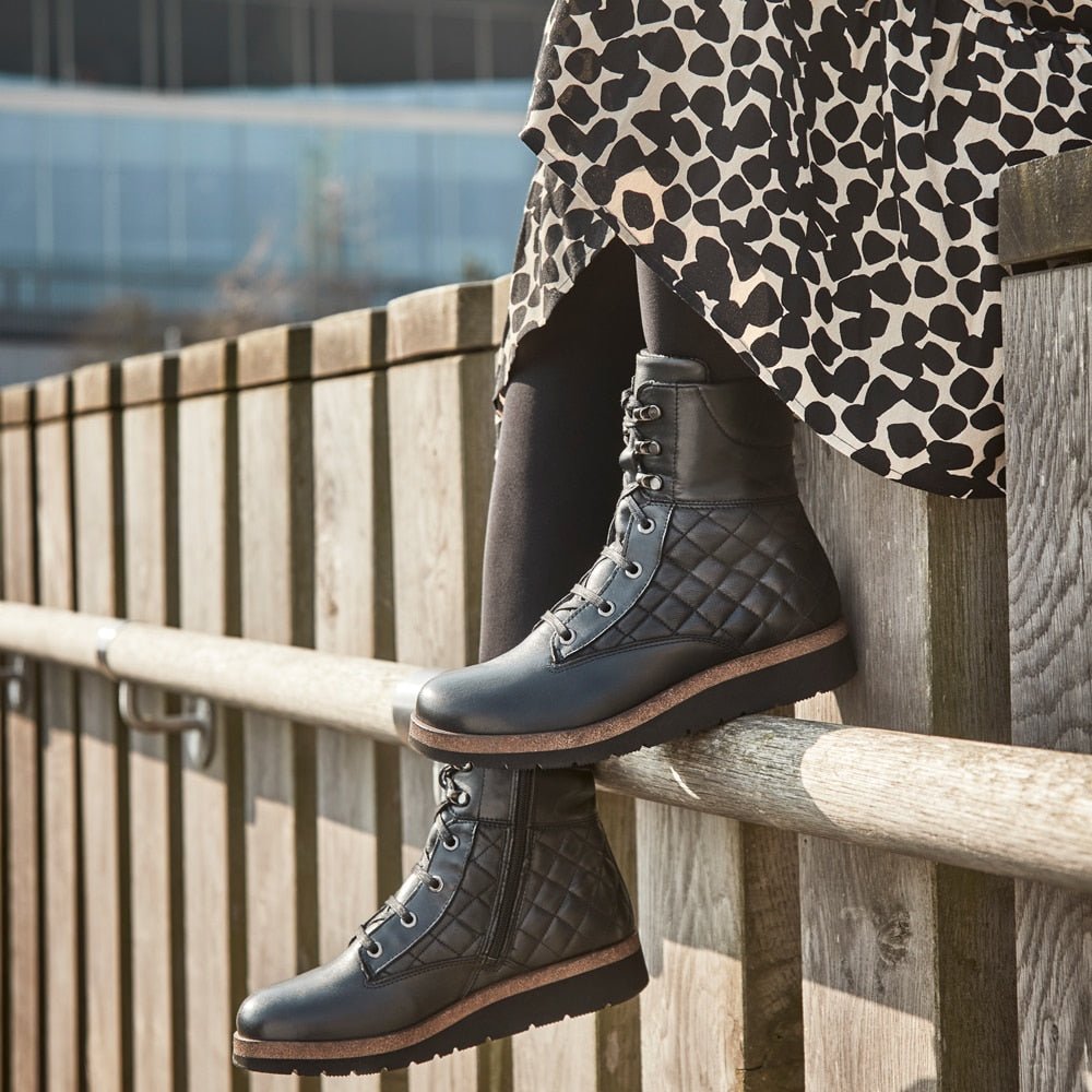 Produktbild 2 - New Feet Karen Breda Fodrade Skor Dam Lace Zip Svart