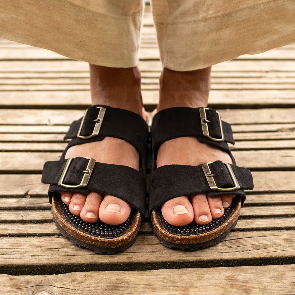 Minfot Massasje Sandaler Bio Semsket skinn Svart