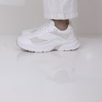 Minfot Joy Sneakers Dame Mesh Semsket skinn Hvit