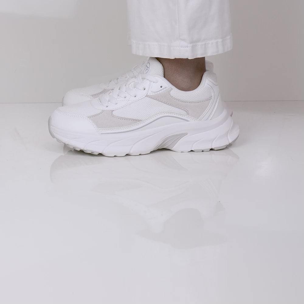Minfot Joy Sneakers Dame Mesh Semsket skinn Hvit