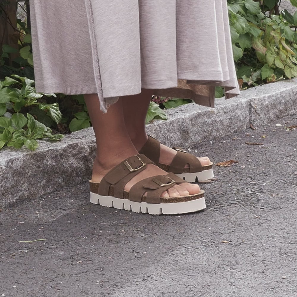 Minfot Upstep Lill Sandaler Dame Semsket Skinn Brun