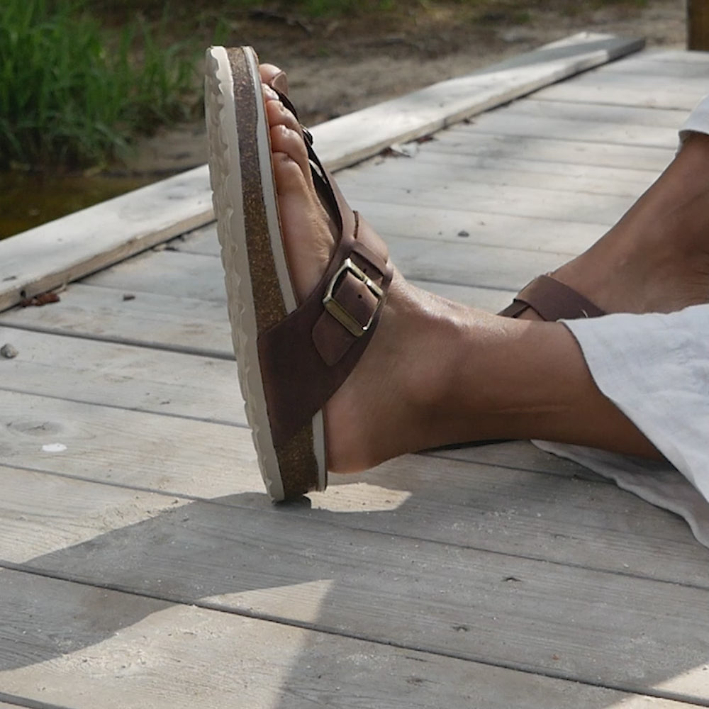 Minfot Noa Tåsandaler Skinn Primo Soft Mørkebrun