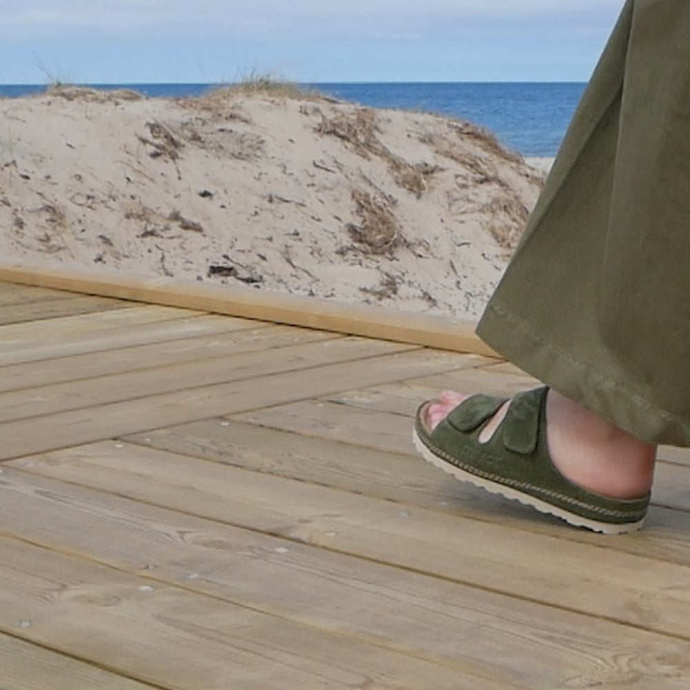 Minfot Luma Sandaler Borrelås Semsket skinn Grøn