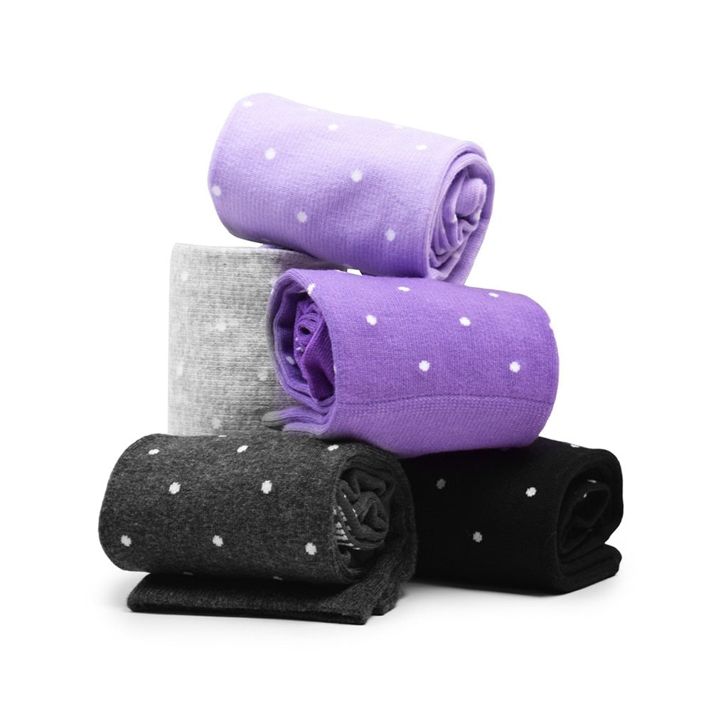 Produktbild 8 - Minfot Stödstrumpor Bomull Eco Prickiga Viola 5-pack