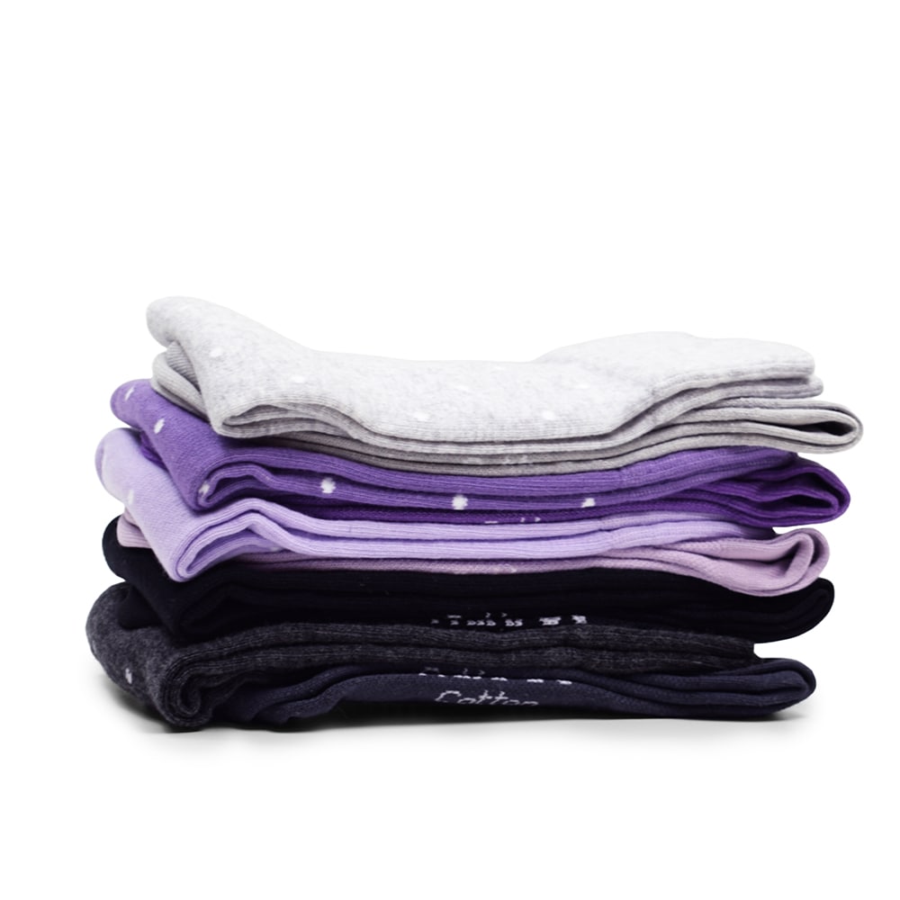 Produktbild 10 - Minfot Stödstrumpor Bomull Eco Prickiga Viola 5-pack