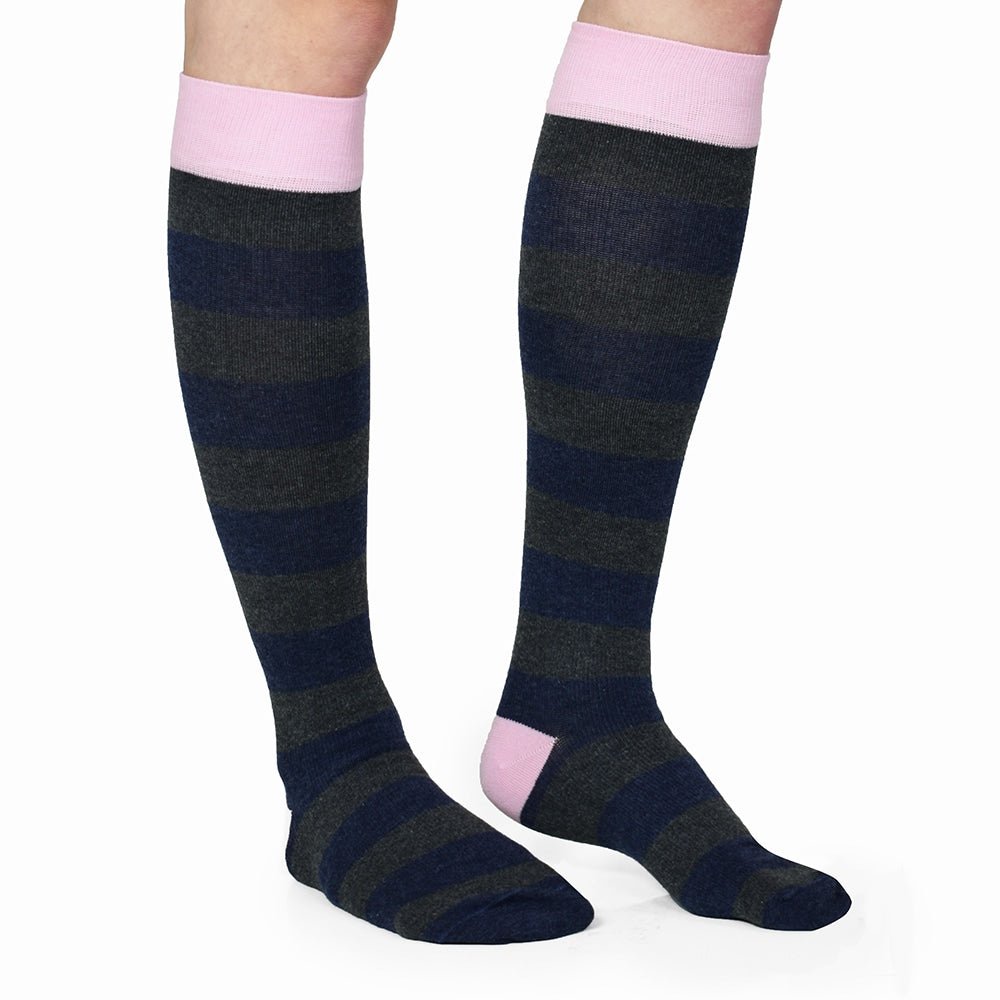 Produktbild 4 - Minfot Stödstrumpor Bomull Eco Stripe Pink