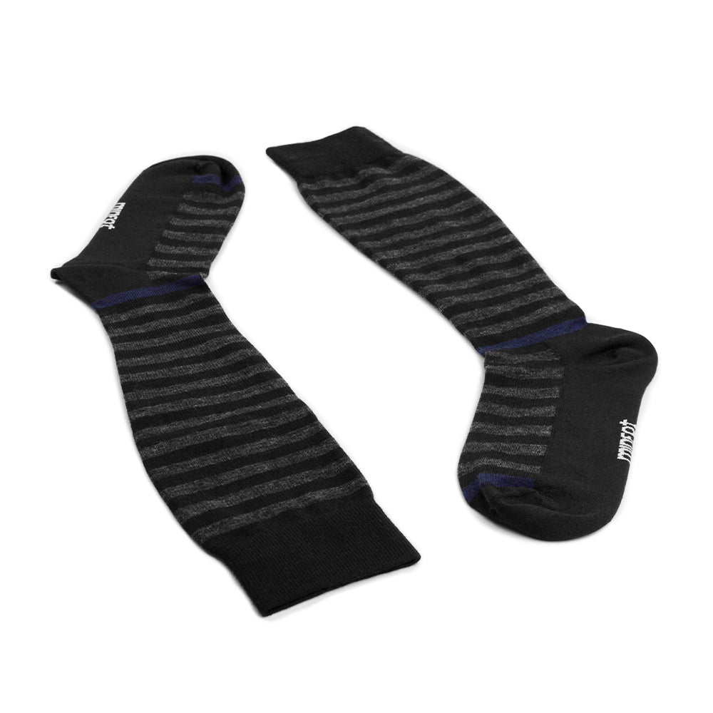 Minfot Støttestrømper Merinoull Stripet Svart Grå Navy 1-pk