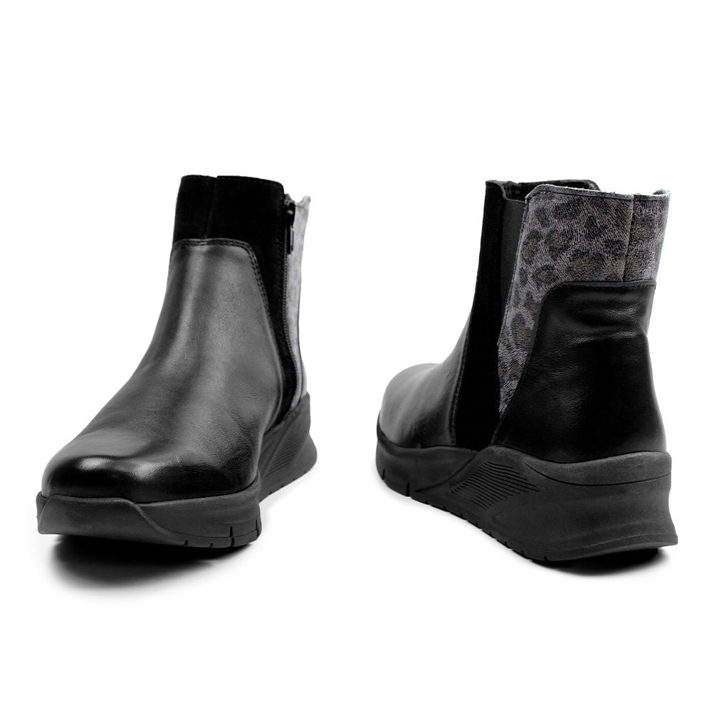 Minfot Zon Chelsea boots med zip Stretch Skinn Svart Leopard