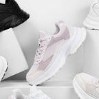 Minfot Joy Sneakers Dame Mesh Semsket skinn Rosa