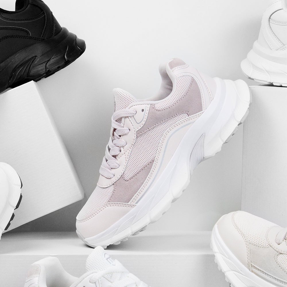 Minfot Joy Sneakers Dame Mesh Semsket skinn Rosa