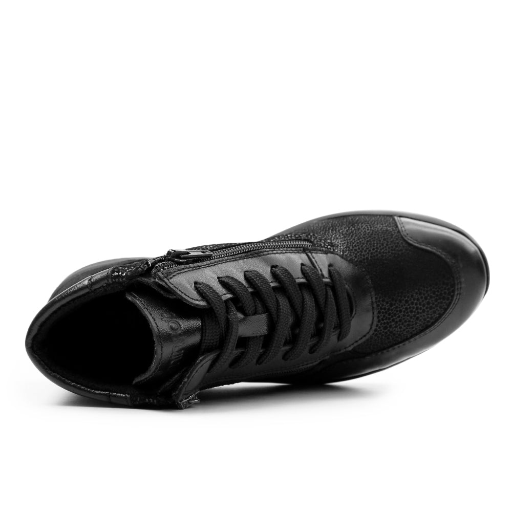Minfot Way Høy Sneaker Bred Stretch Svart