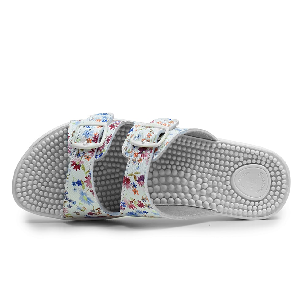 Minfot Massasje Sandaler Blomstret Hvit