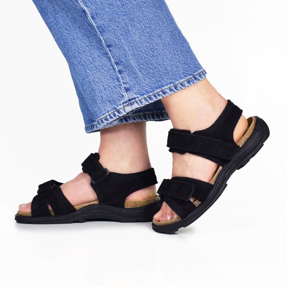 Minfot Sandaler Flex Svart Semsket skinn