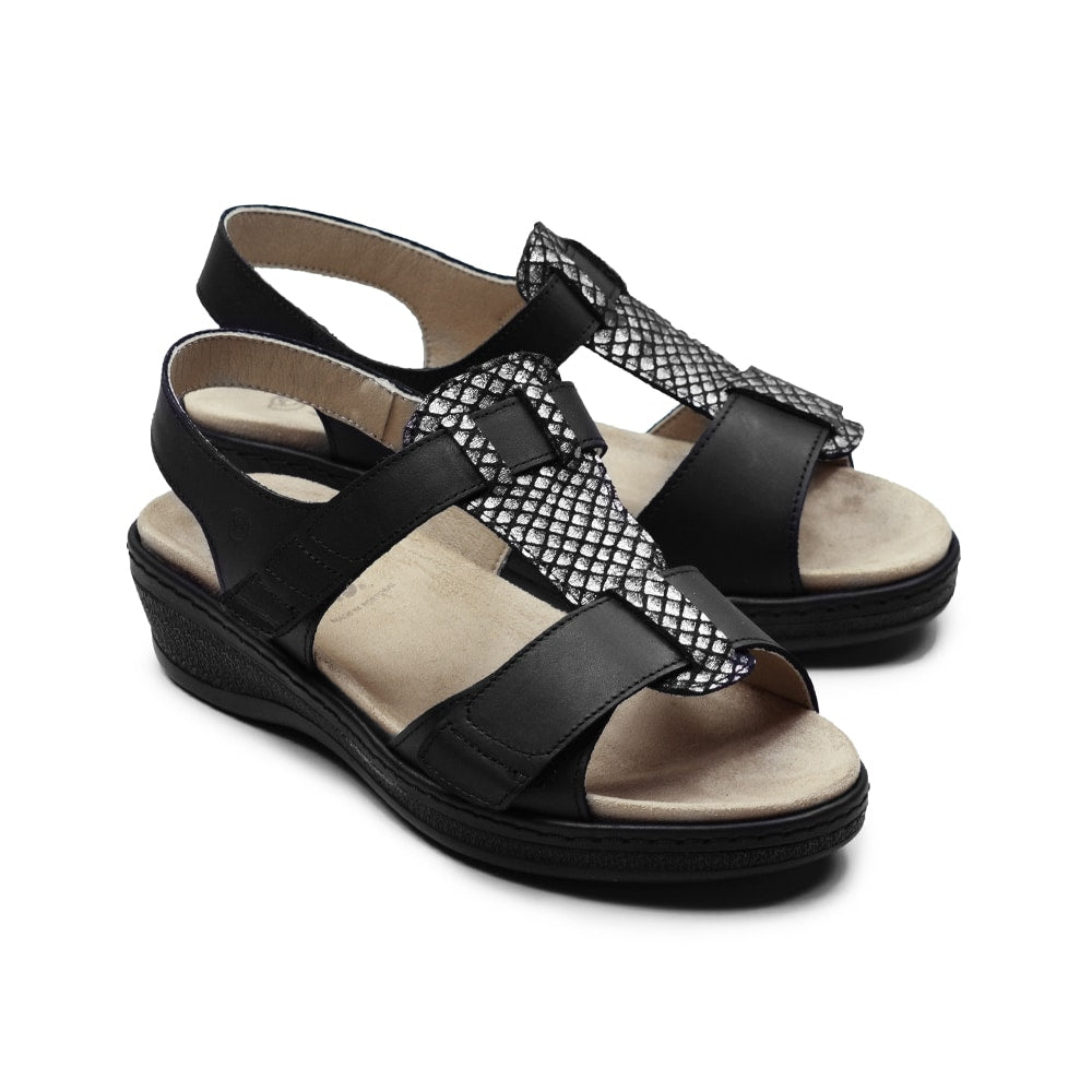 Suave Ekstra Bred Sandal Skinn Marilyn Svart