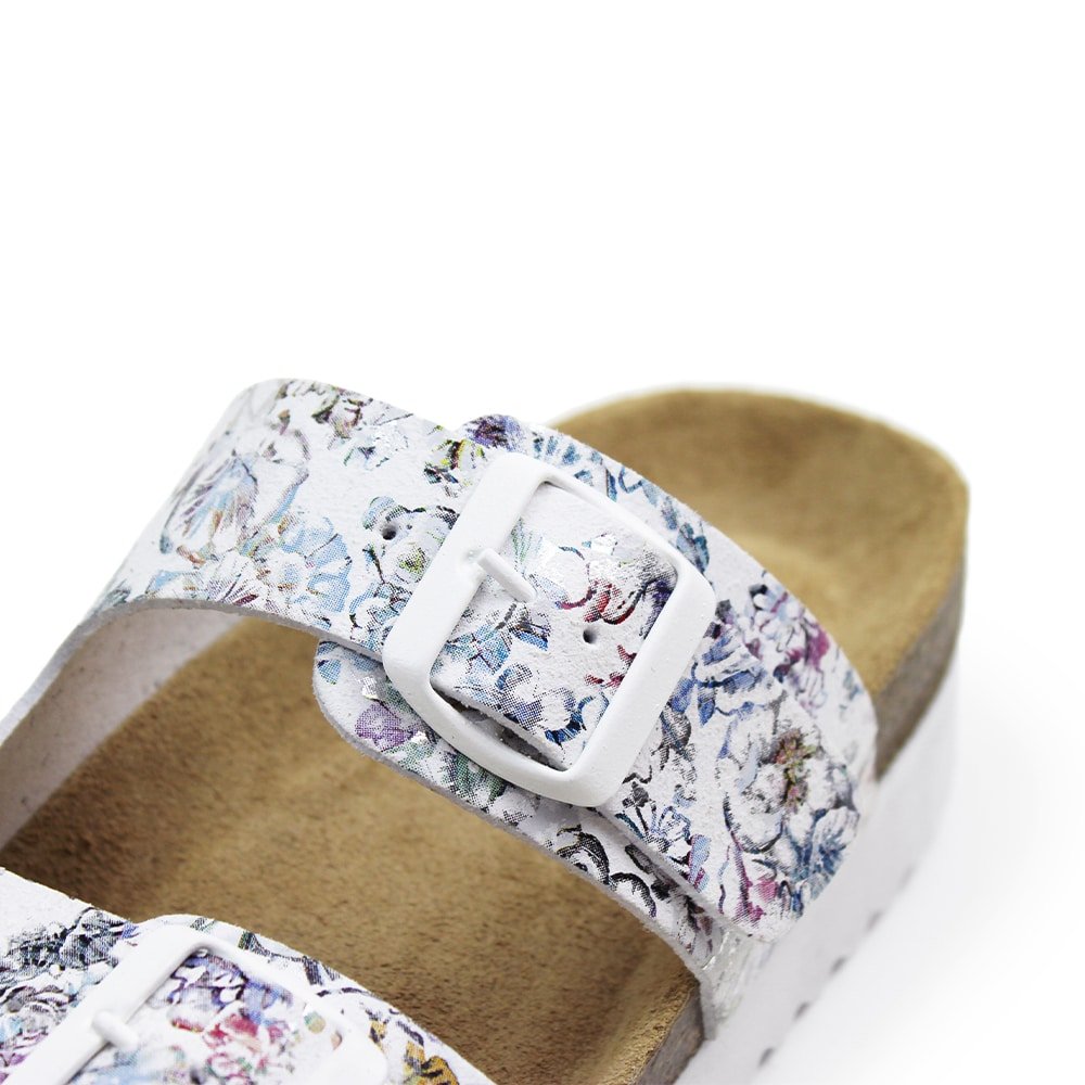 Minfot Sandaler Myk Bio Tropical Flowers Hvit