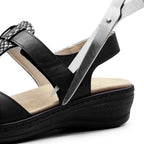 Suave Marilyn Sandal Dame Ekstra Bred Skinn Svart