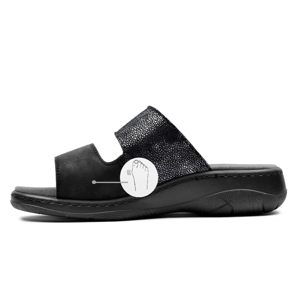 Minfot Granit Sandaler Dame Stretch Svart