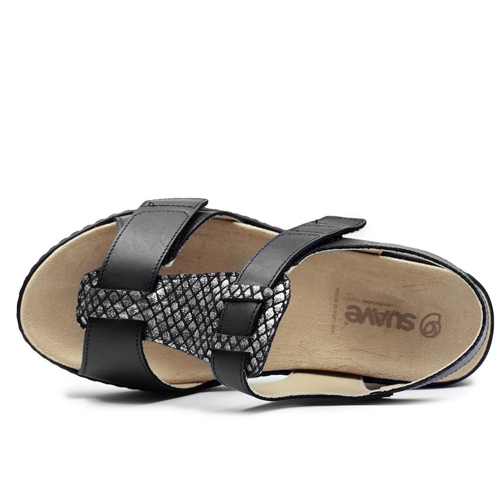 Suave Ekstra Bred Sandal Skinn Marilyn Svart