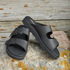 New Feet Connie Brede Sandaler Microfiber Unisex Svart