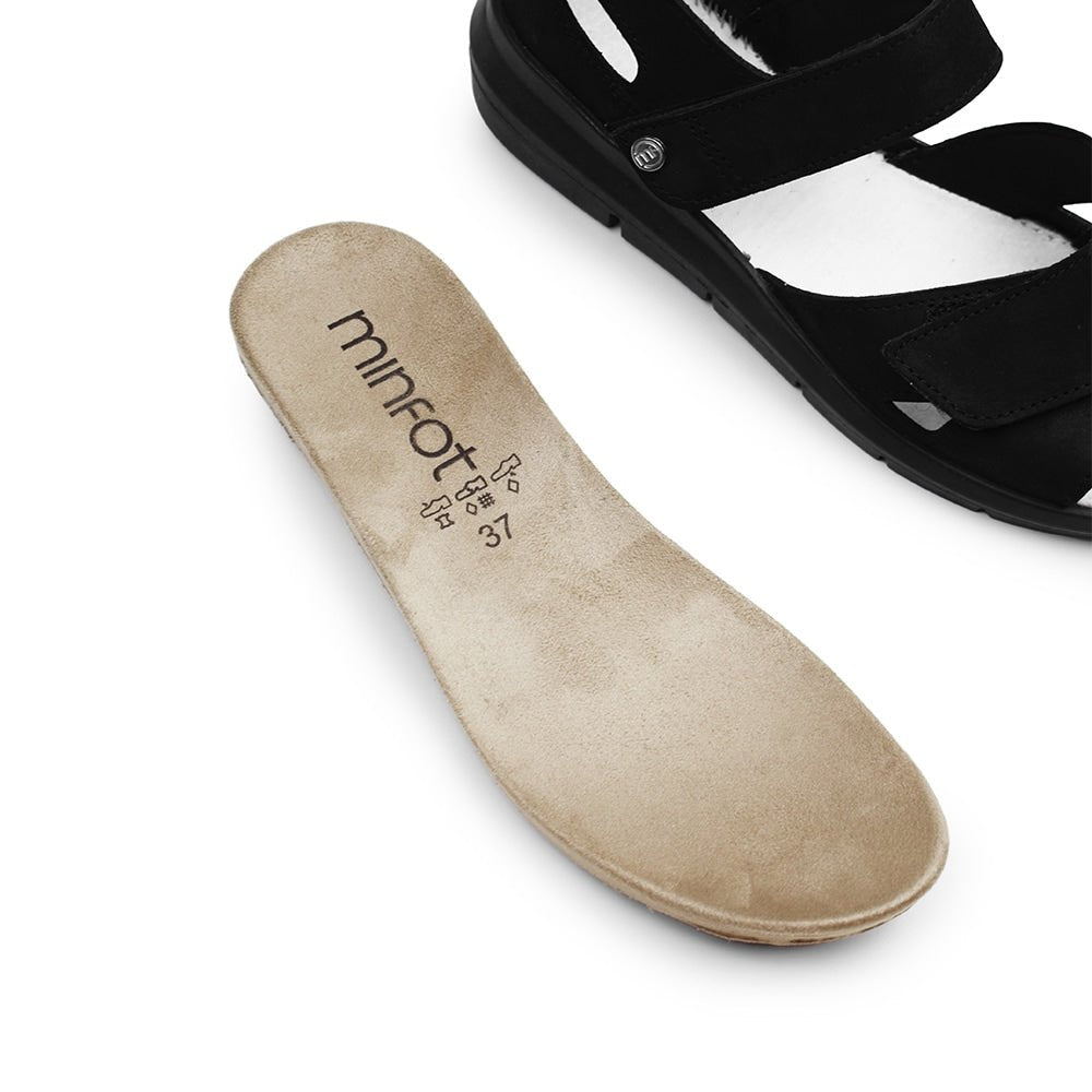 Minfot Sandal Komfort Mia med Hælkappe Nubuck Svart