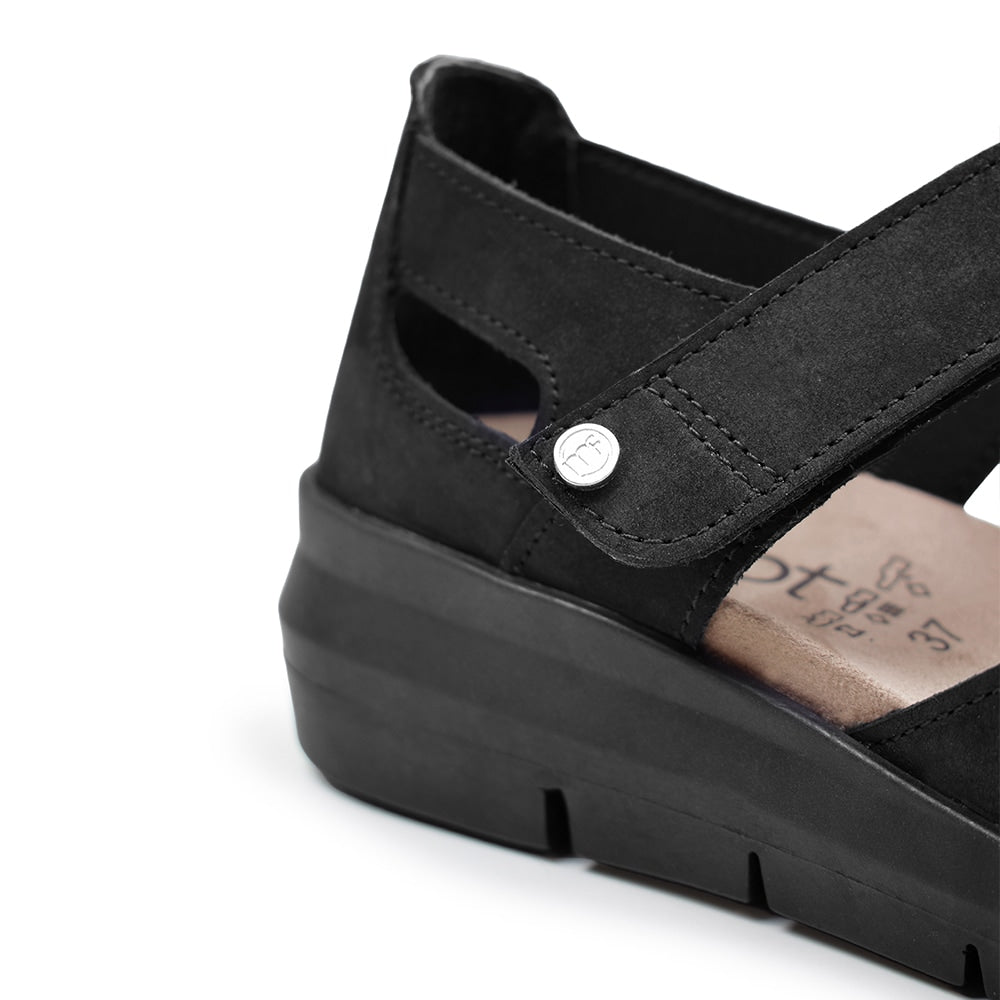 Minfot Sandal Komfort Mia med Hælkappe Nubuck Svart