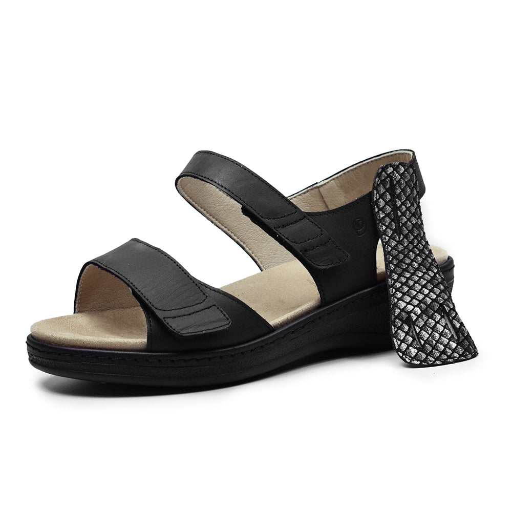 Suave Ekstra Bred Sandal Skinn Marilyn Svart