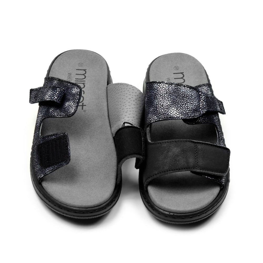 Minfot Granit Sandaler Dame Stretch Svart