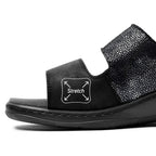 Minfot Granit Sandaler Dame Stretch Svart