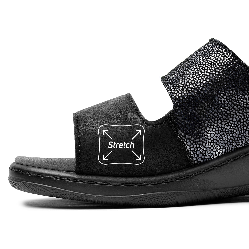 Minfot Granit Sandaler Dame Stretch Svart