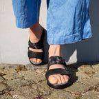 Minfot Granit Sandaler Dame Stretch Svart