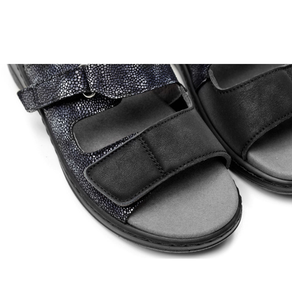 Minfot Granit Sandaler Dame Stretch Svart