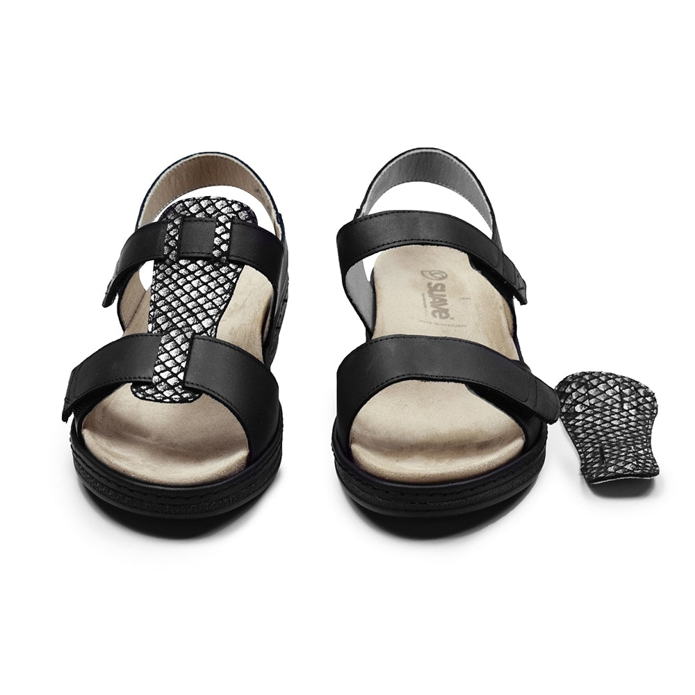Suave Ekstra Bred Sandal Skinn Marilyn Svart