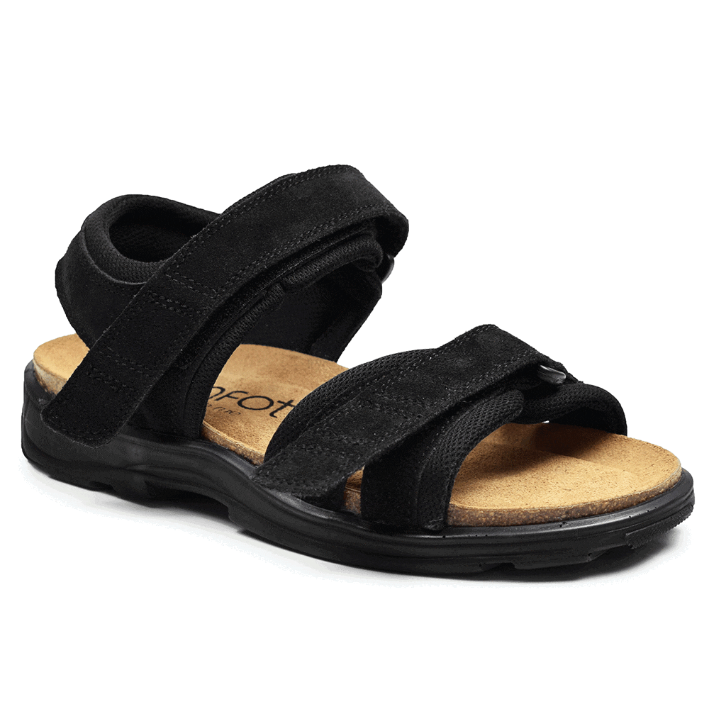 Minfot Sandaler Flex Svart Semsket skinn