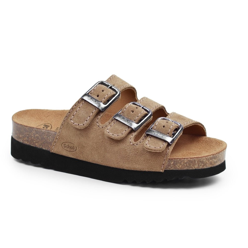 Scholl Sandal Dame Rio Light Brown Semsket skinn