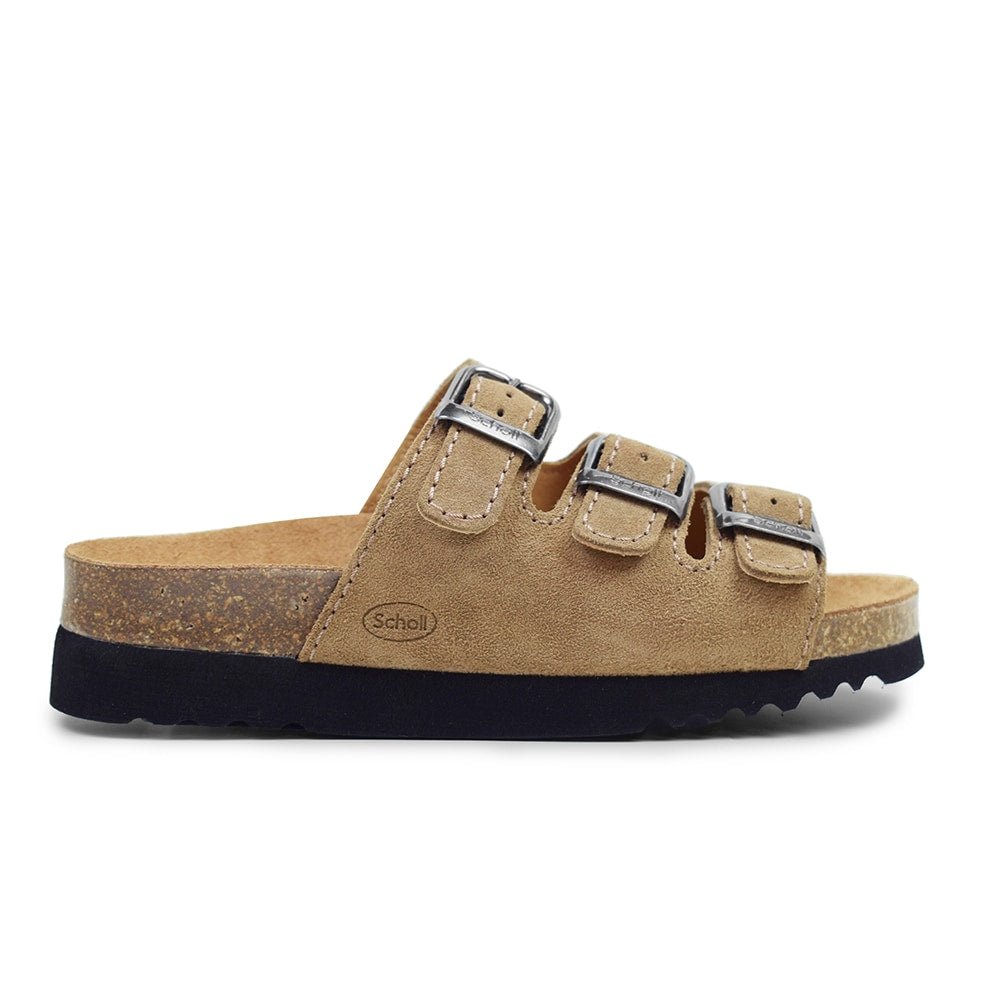 Scholl Sandal Dame Rio Light Brown Semsket skinn