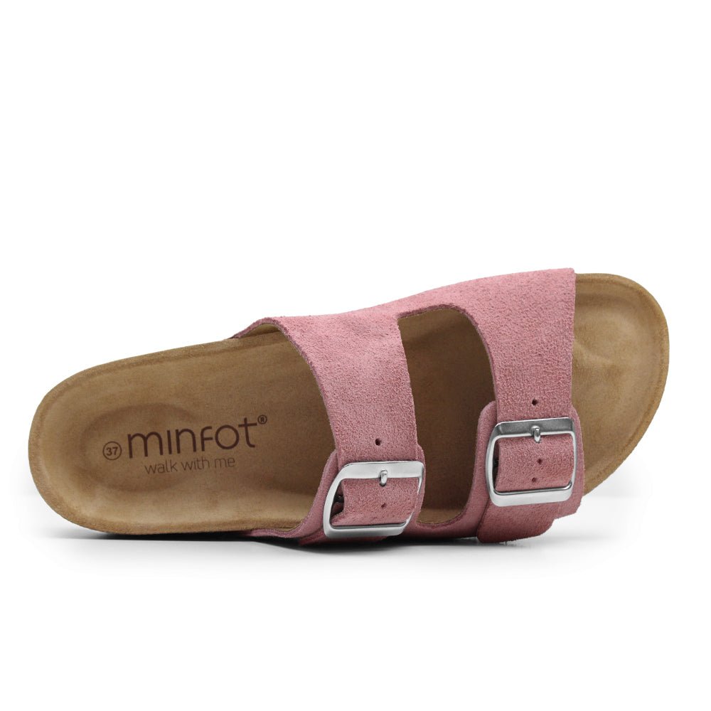 Minfot Moa Sandaler Dame Myk Bio Semsket Skinn Antikk Rosa
