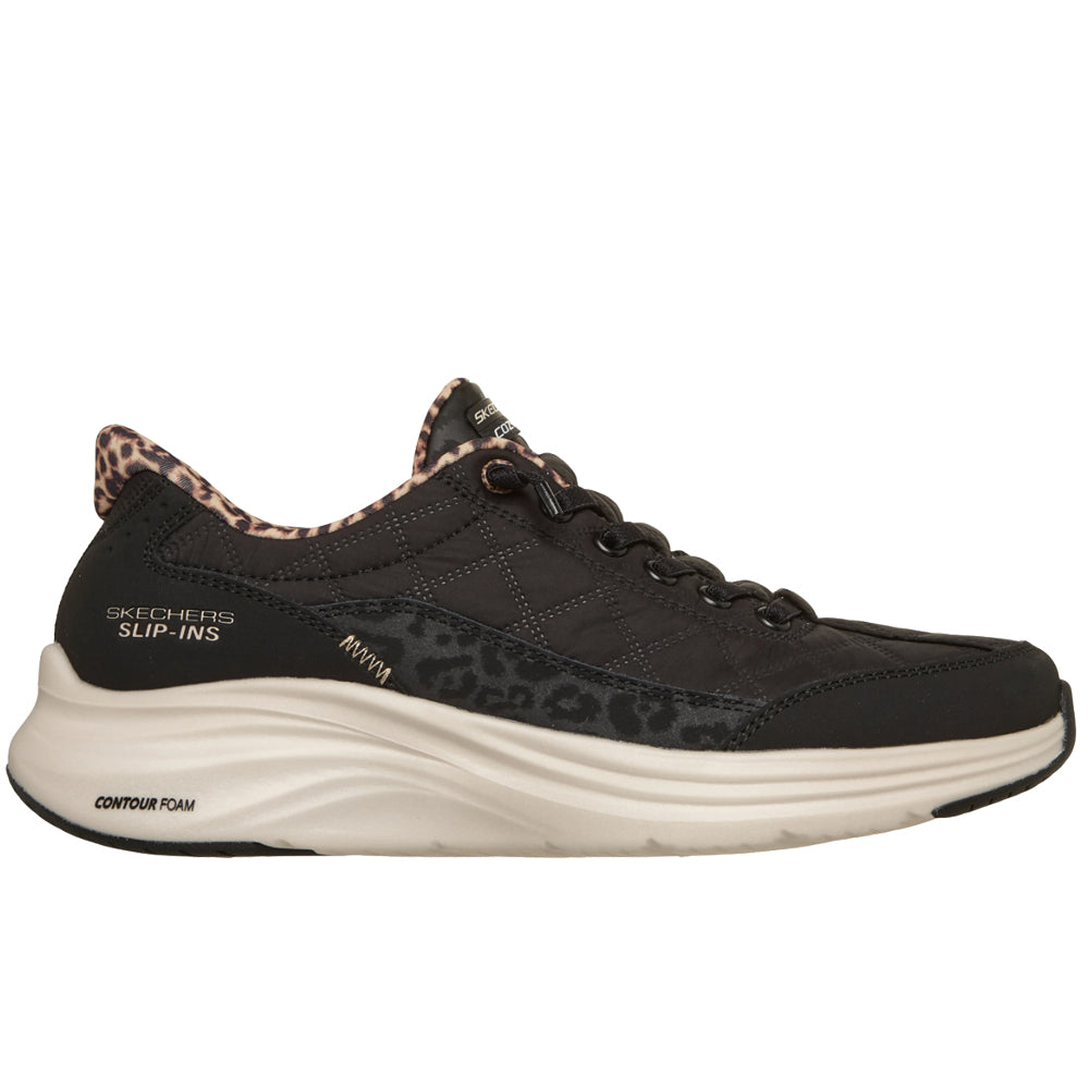 Skechers Cozy Fit Sneakers Dame Slip-Ins Svart Leopard