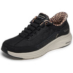 Skechers Cozy Fit Sneakers Dame Slip-Ins Svart Leopard