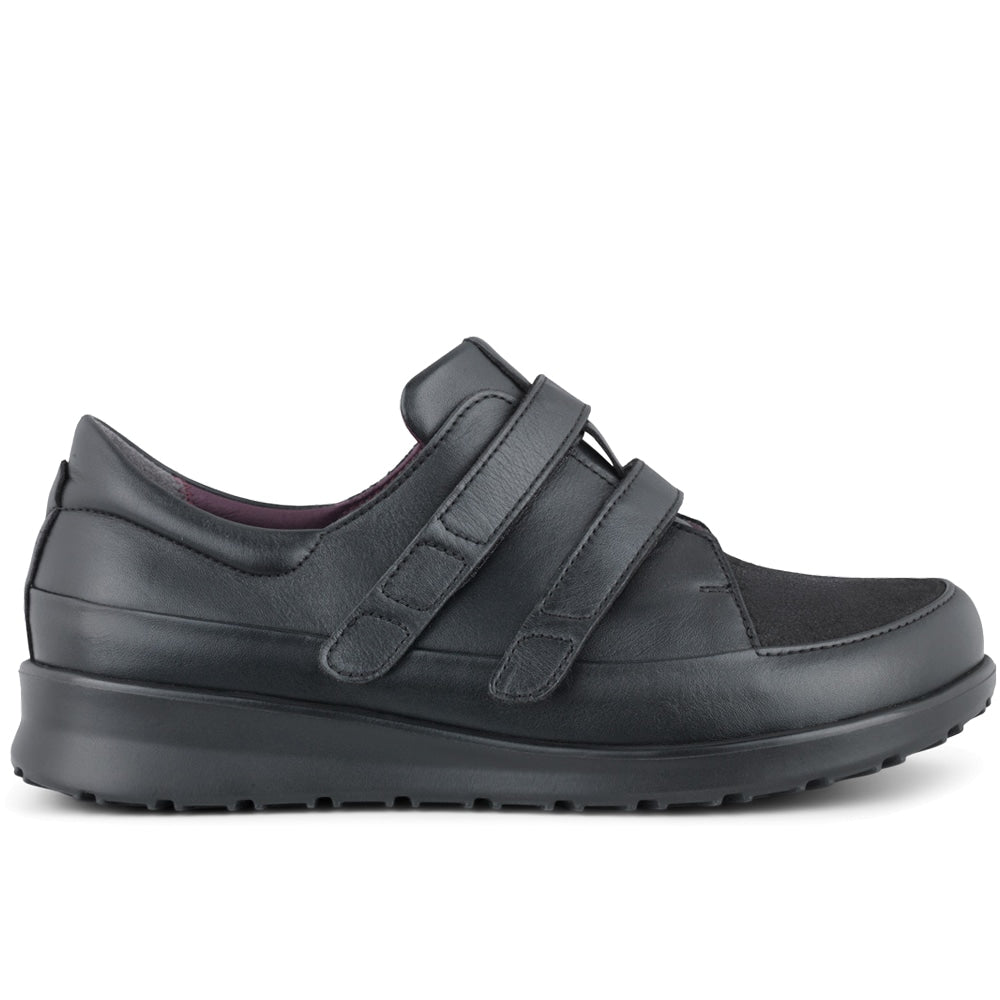 New Feet Mathilde Ekstra Brede sko Stretch Borrelås Svart