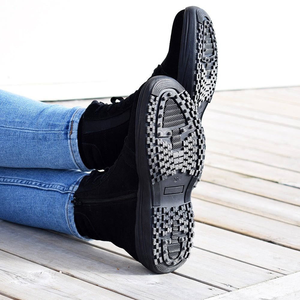 Minfot Boots Nora Semsket skinn Svart