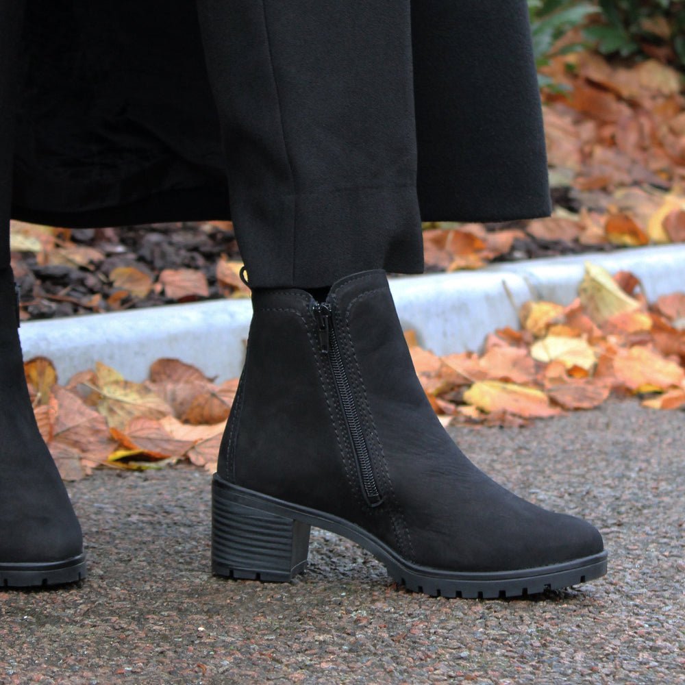 Produktbild 13 - Minfot Rue Boots med klack Dubbelzip Nubuck Svart
