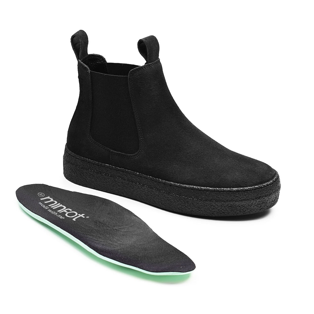 Minfot Chelsea boots Visby Dame Semsket skinn Svart