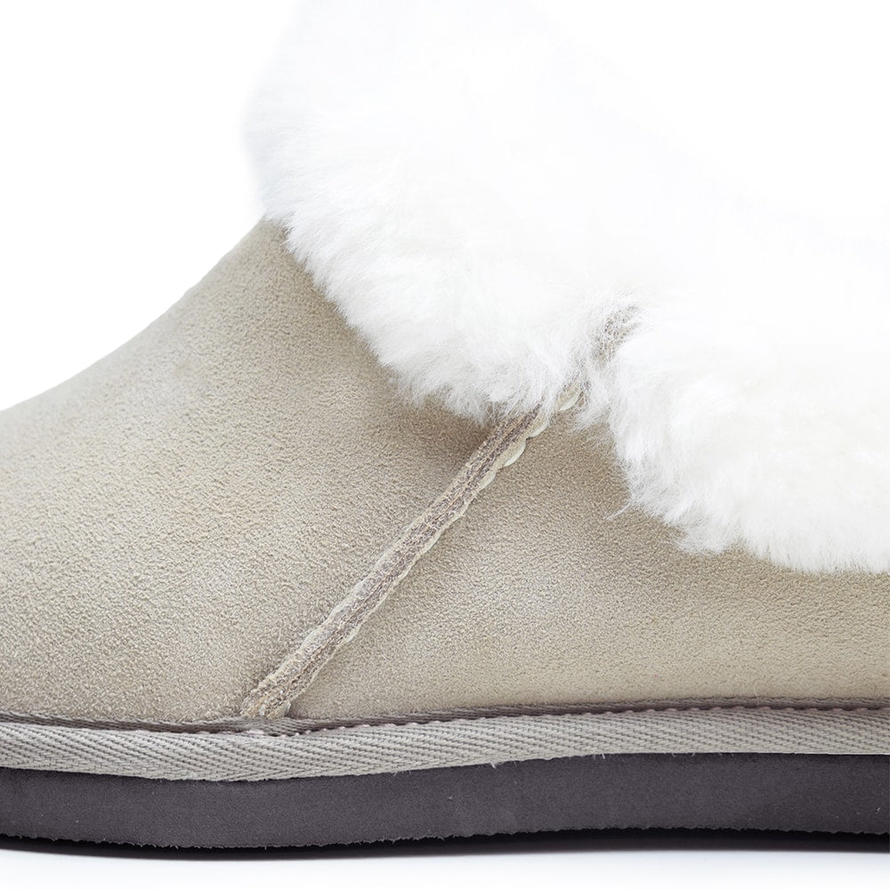 Minfot Saueskinnstøfler Bergen med såle Taupe