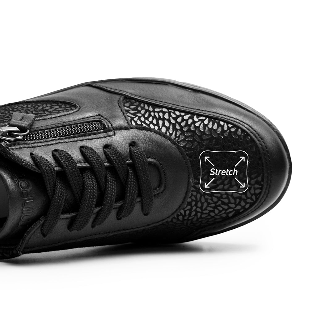 Produktbild 4 - Minfot Elin Stretch Brede sko Glidelås Skinn Svart