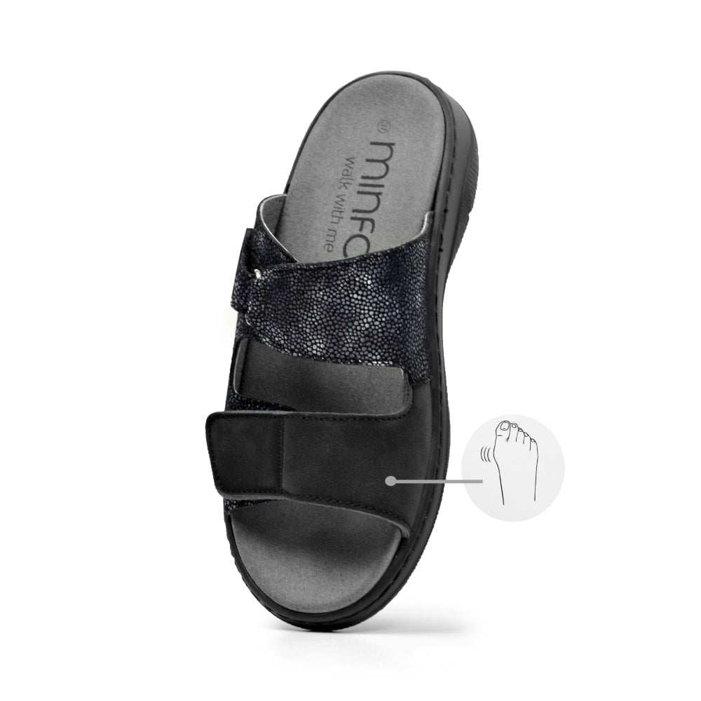 Minfot Granit Sandaler Dame Stretch Svart