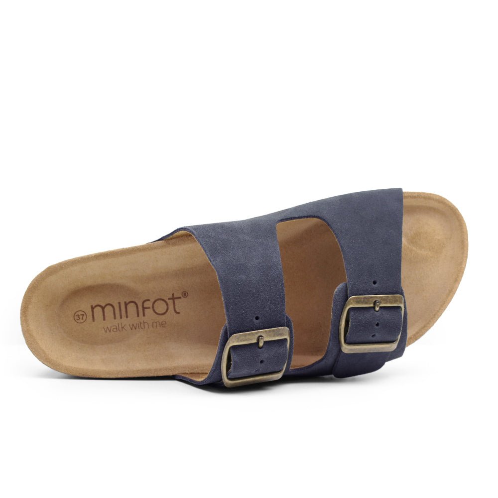 Minfot Moa Sandaler Dame Myk Bio Semsket Skinn Navy