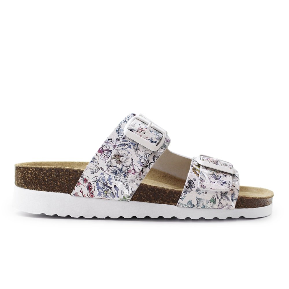 Minfot Sandaler Myk Bio Tropical Flowers Hvit