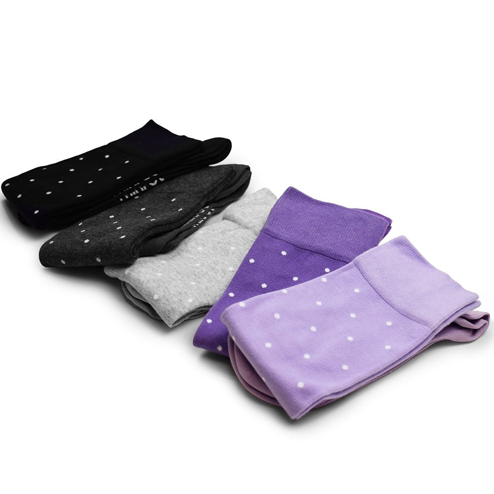 Produktbild 9 - Minfot Stödstrumpor Bomull Eco Prickiga Viola 5-pack