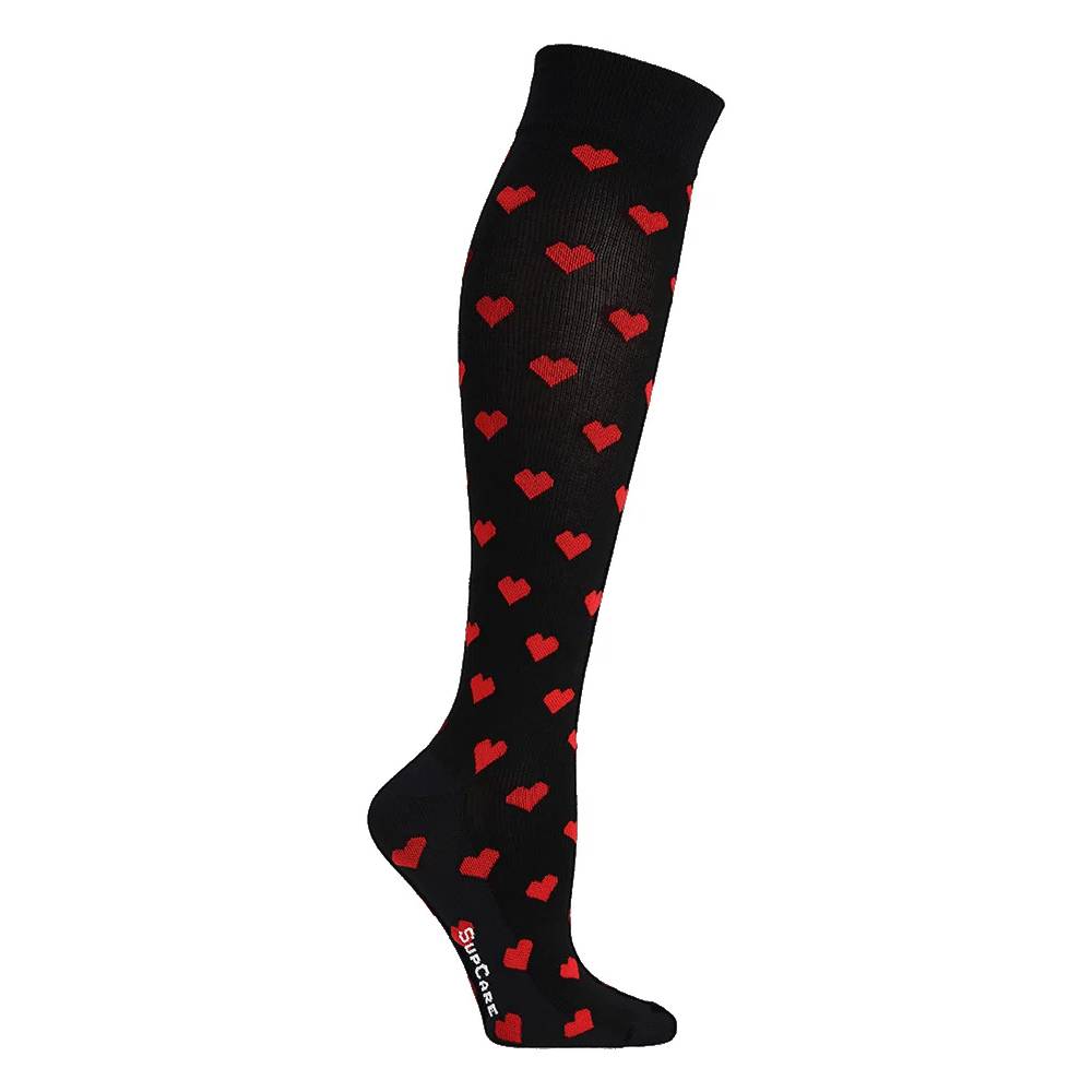 SupCare Støttestrømper Bomuld Hjerter Svart